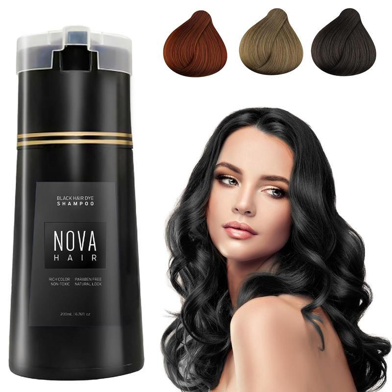 Hair Dye Shampoo,Nova Hair Instant Dye Shampoo,Nova Hair Dye Shampoo 3 in 1, for Men & Women (Black)