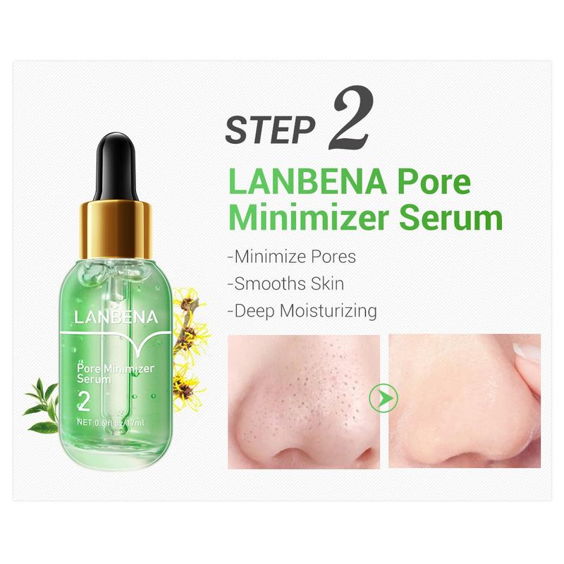  LANBENA 2 in 1 Green Tea Oil Blackhead Remover Serum Peel Off Mask 100 Sheet Paper Strips for Pores, Nose, Chins & Face