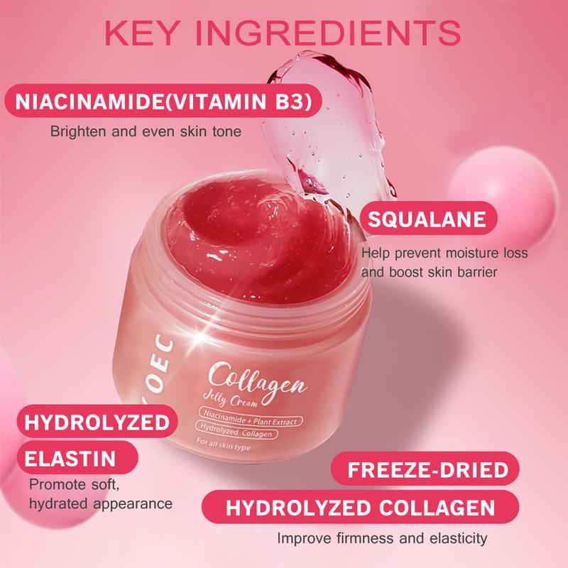 KOECCollagen Niacinamide Jelly Cream(Nano Collagen+Niacinamide)-Instant Glow Booster|Strengthens Skin Barrier+Deep Hydration+Reduce Dryness+For All Skin Types+For Sensitive Skin l Facial Moisturizer