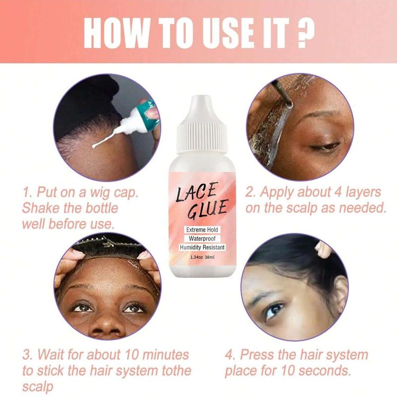 Lace Glue Remover for Wigs, Waterproof Quick Drying Hair Glue Remover, Hair Styling Gel for Wigs, Hair Clips, Hair Extensions