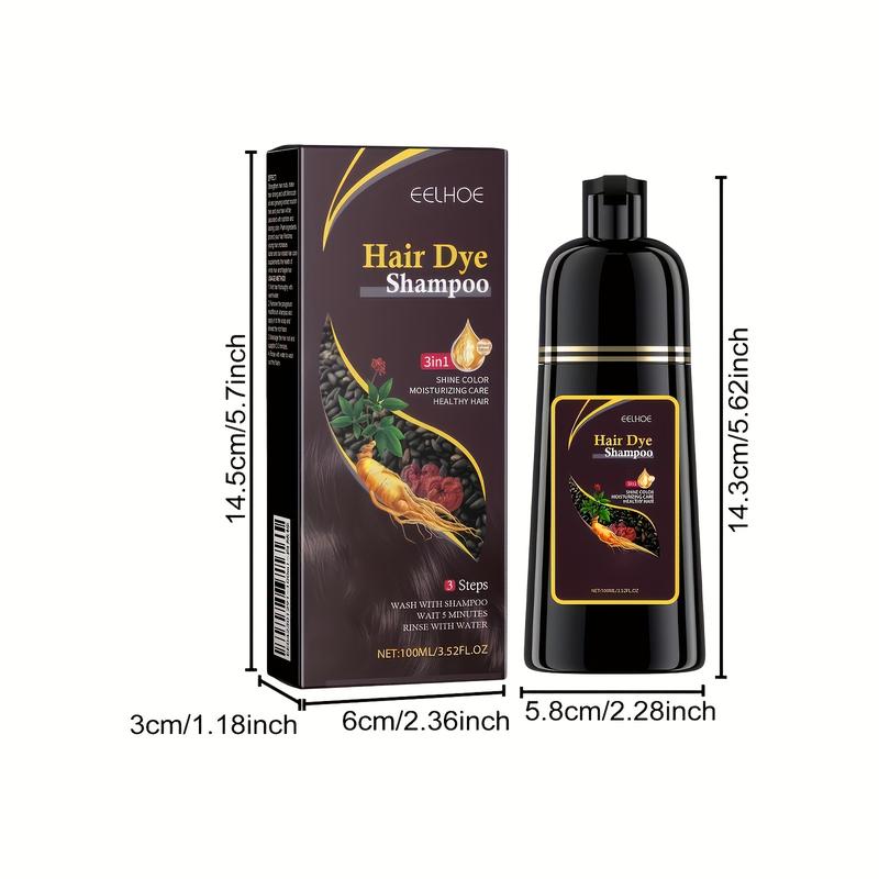 Black Hair Color Shampoo (100ml 3.52oz) 3 in 1 Hair Color Shampoo, Grey Coverage, Smoothing Shampoo