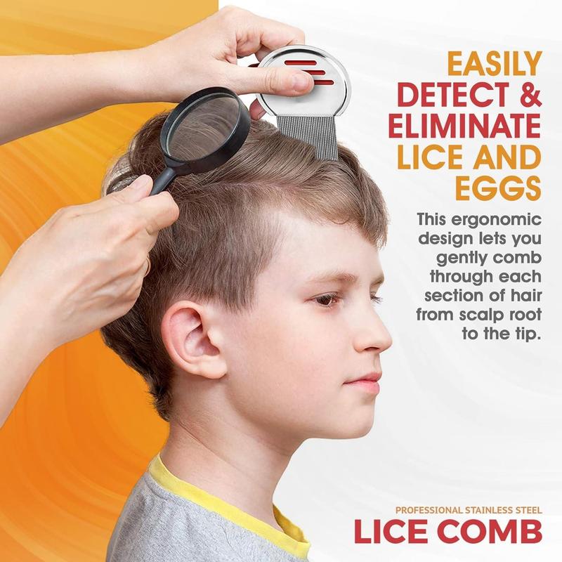 Stainless Steel Head Lice Comb, 3 Counts set Professional Head Lice Removal Tool for Kids & Adults