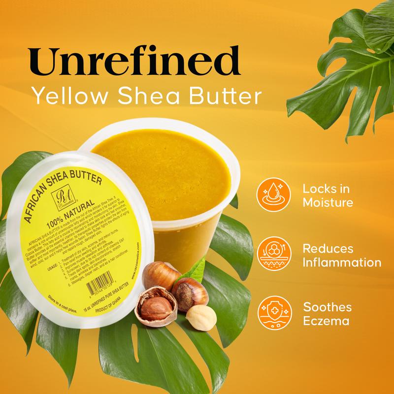 RA Cosmetic's 100% Natural Unrefined Yellow Shea Butter – Pure African Luxury for Skin & Hair - Sourced from Ghana