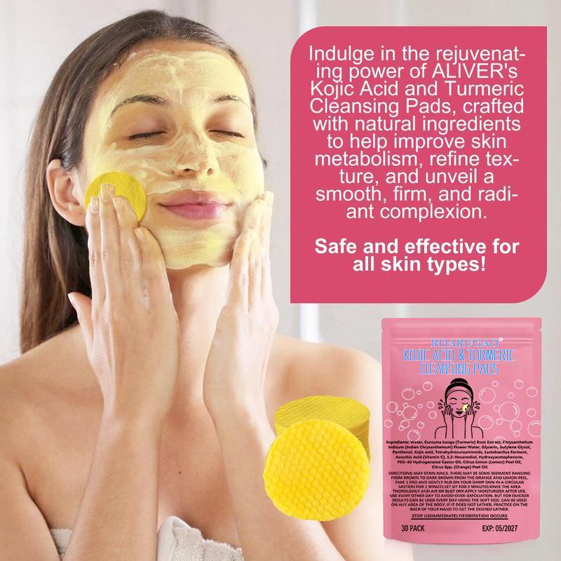 [60Pieces 60%off] ROARUGAO Turmeric Cleansing Exfoliating Pads Facial Cleansing  Skincare Comfort Turmeric & Ginger Cleansing Pads, 30pcs  Bags Exfoliating Skin Care Pad, Deep Cleansing Facial Skin Care Product for Women & Men