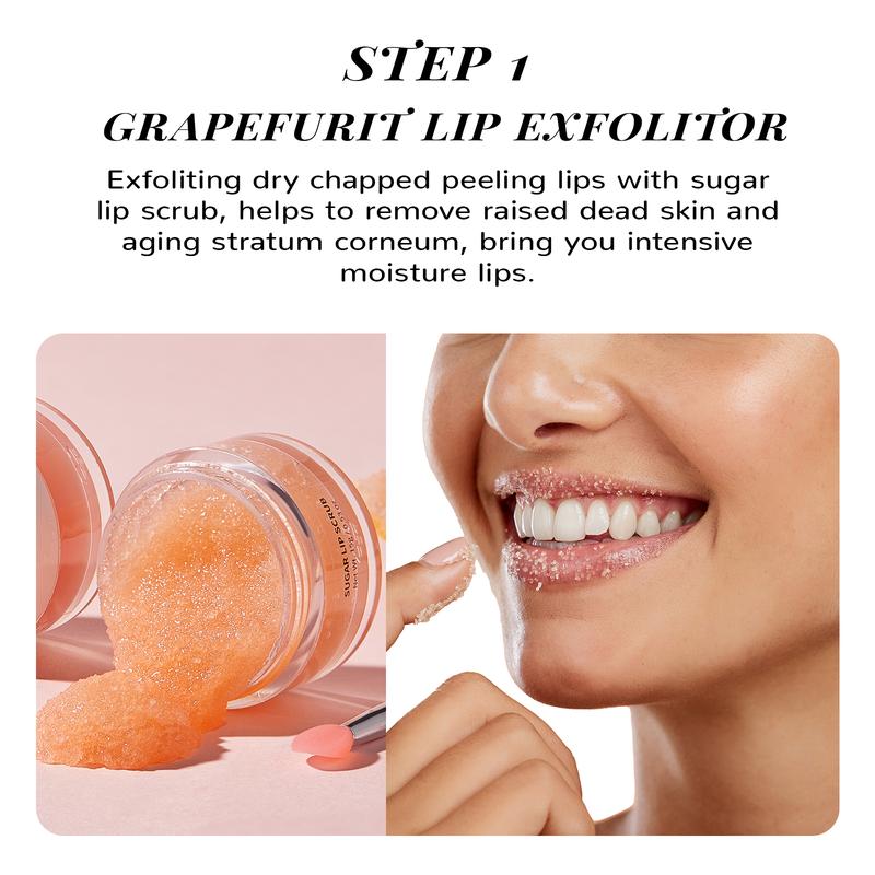 ANAiRUi Grapefruit+Collagen Lip Care Kit, Lip Sugar Scrub & Lip Sleeping Mask, Overnight Hydrating Mask for Dry lips, Lipcare Skincare Products