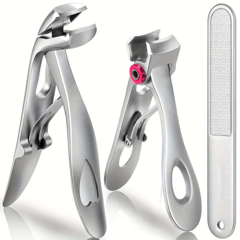 Nail Clippers Set, 3 Counts set Wide Jaw Fingernail Clippers & Angled Head Toenail Clippers for Thick Nail, Professional Nail Clippers for Men & Women