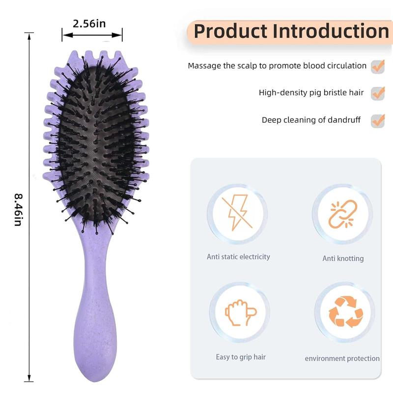 Curly Hair Brush,Curl Defining Brush,Curling Roll Comb Styling Define Edge Lift Boar Brush for Combing and Shaping Women's Wet Curls to Reduce Pulling (Purple)