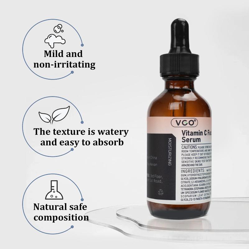 VGO Vitamin C Facial Serum Essence, 30ml 60ml Comfort Skincare Face Serum, Gentle Moisturizer Serum Vitamina C Cream-A Daily Cleanser-B3 And Vitamin C Facial Serum Essence 30ml Acne Radiance Cleansing Hydrate Moisturize Facial Skin Care Set