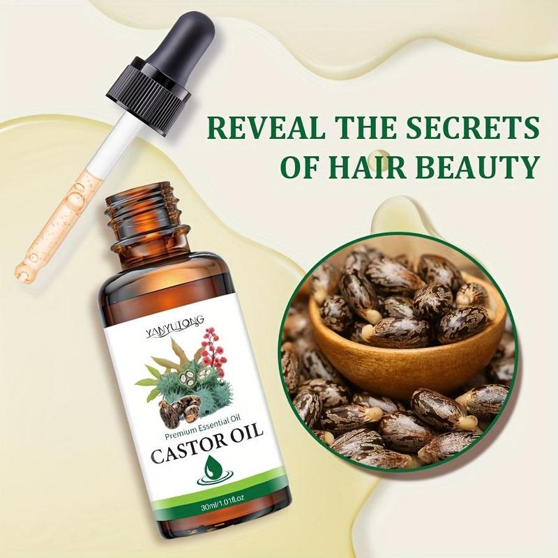 Castor Oil, Cold Pressed Unrefined Castor Oil for Dry Hairs, Skin & Nails, Deeply Moisturizing Hair Care Oil, Hair Care Product for Women & Men