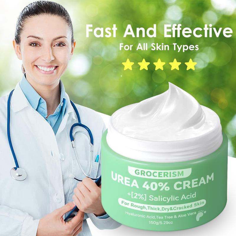 [Merry Christmas] Grocerism Urea Cream 40% (3-Packs) + 2% Salicylic Acid – Max Strength Foot & Hand Cream with Hyaluronic Acid, Tea Tree & Aloe Vera – Deep Moisturizing, Callus Remover, Softens All Skin Types