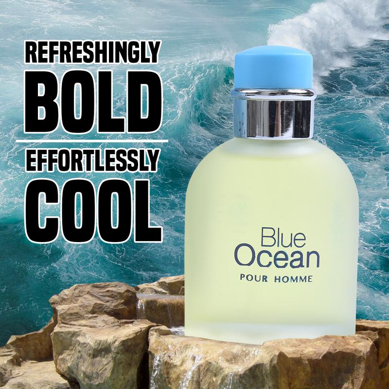 Blue Ocean Pour Homme Eau De Toilette Natural Spray Cologne For Men - 100ml 3.4fl.oz.