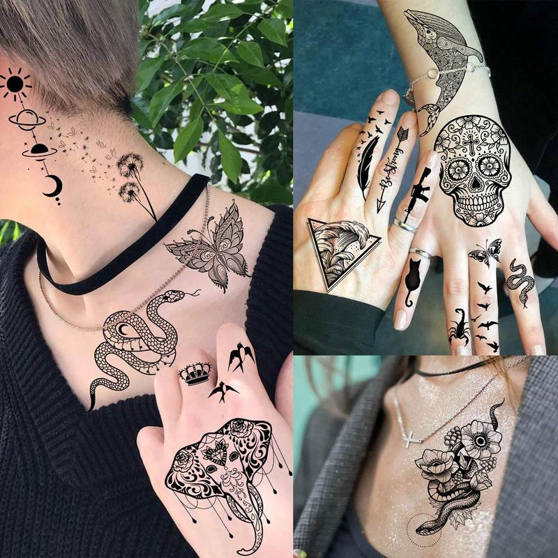 Realistic Fake Tattoos Sticker, 63pcs Long Lasting Body Art Temporary Tattoo Sticker, Fake Tattoo Paste, Body Art Tattoo Sticker, Fake Tattoos for Men Women, Christmas Gift