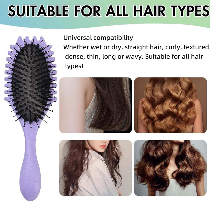 Curly Hair Brush,Curl Defining Brush,Curling Roll Comb Styling Define Edge Lift Boar Brush for Combing and Shaping Women's Wet Curls to Reduce Pulling (Purple)