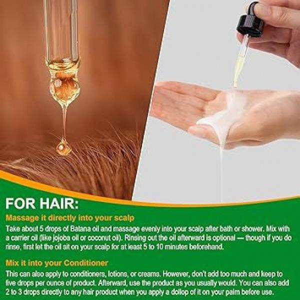 Batana 0il -100% Pure & Naturalfrom Honduras for Hair Growth,Eliminates Split Ends, EnhancesRadiance & Nourishment for All HairTypes Haircare Comfort