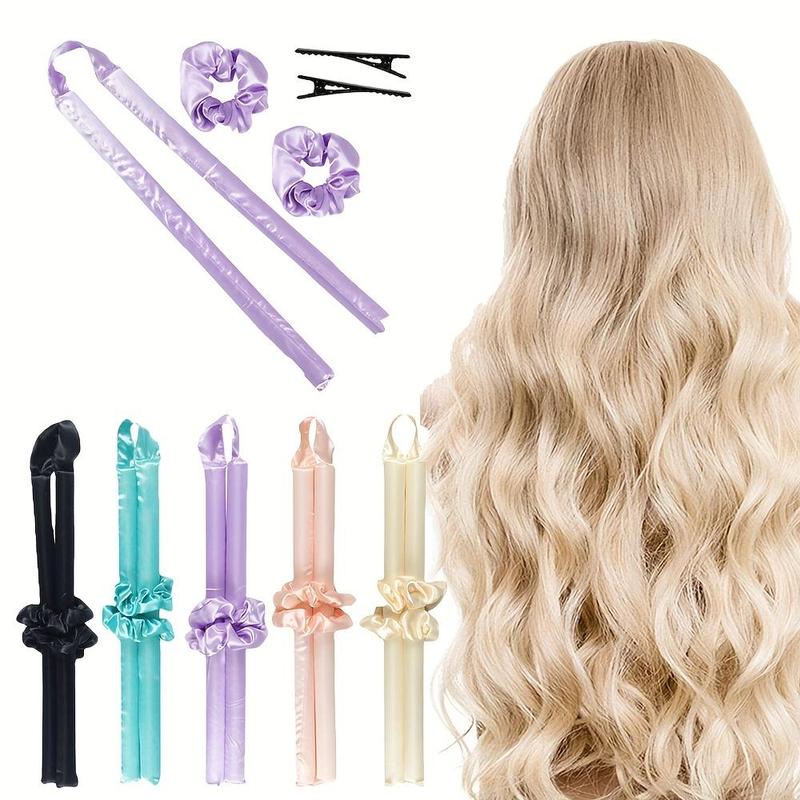 DIY Hair Roller Tool Set, 1 Count Heatless Hair Curling Rod & 2 Counts Scrunchie & 2 Counts Hair Pin, Heatless Hair Curling Tool for Women