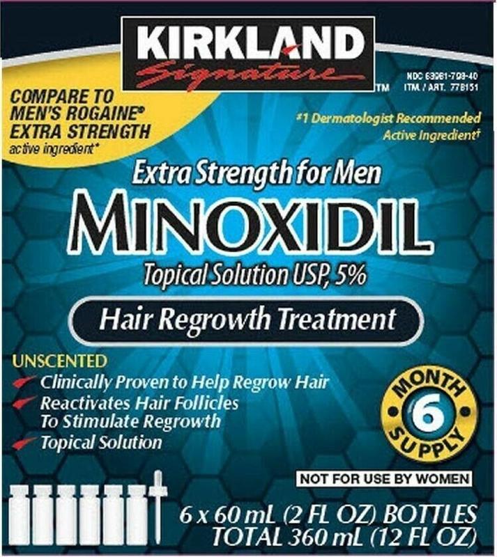 Kirkland Minoxidil 5% Extra Strength Men Hair Regrowth Solution - Natural Hair Care Growth Formula for Comfort