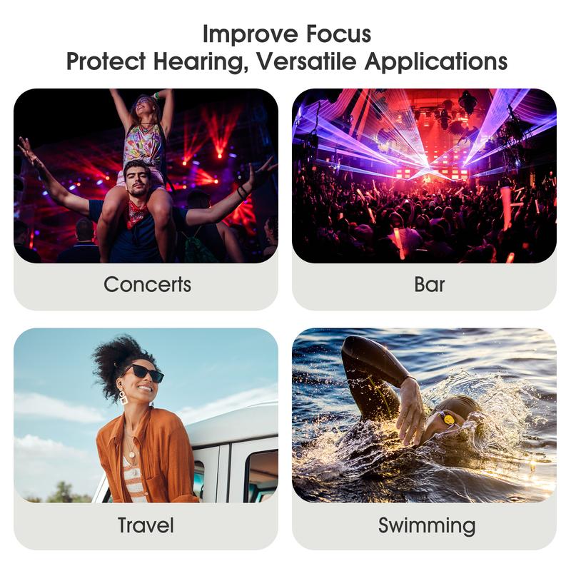 「Christmas Gift」Ear Plugs for Sleeping Noise Cancelling, Reusable Soft Silicone Earplugs Hearing Protection for Concerts, Social Gatherings, Studying, Travel, Swimming, Snoring, Working-Versatile Ear Tip Sizes Comfort Lightweight