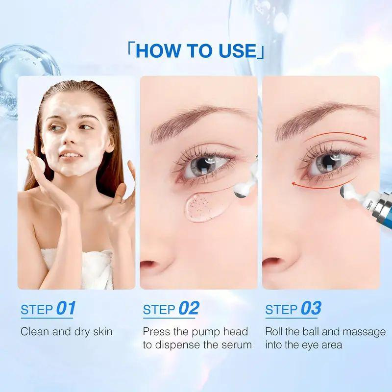 Multi Eye and Eye Roller Cream for Dark Circles and Puffiness with 360° Massage Ball, 15g Lightweight Caffeine Firming Eye Cream Serum Daily