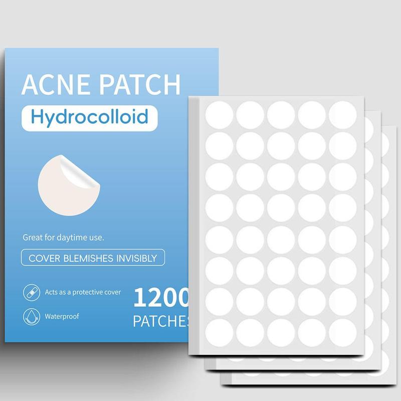 1200-Count Ultra-Thin Hydrocolloid Acne Patches - Invisible, Day & Night Spot Stickers for Face and Skin Care, Blemish Cover, Zits Remover, Soothing, Gentle, Non-Irritating, Easy to Use, and Portable for On-The-Go Skin Correction Skin Repair