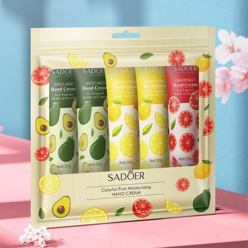 5pcs set Hydrating & Moisturizing Hand Cream Set, Fruit-scented Hand Creams For Soft Skin, Christmas Gift