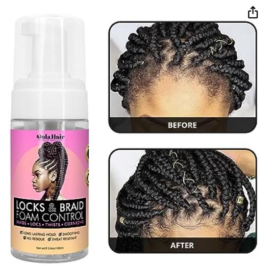 Dolahair Braid Mousse Foam Hair Mousse for Braids Locks Box Braids Curly Hair Setting Mousse for Braids Styling Mousse for Natural Hair Babyhair Edge Setting Mousse (3.4 Fl Oz)