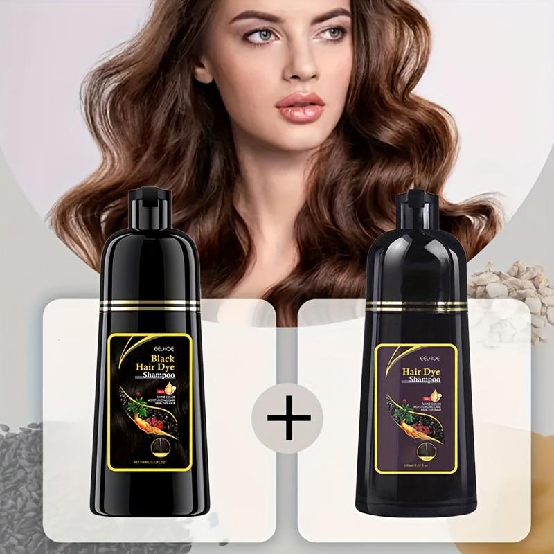 Black Hair Color Shampoo (100ml 3.52oz) 3 in 1 Hair Color Shampoo, Grey Coverage, Smoothing Shampoo