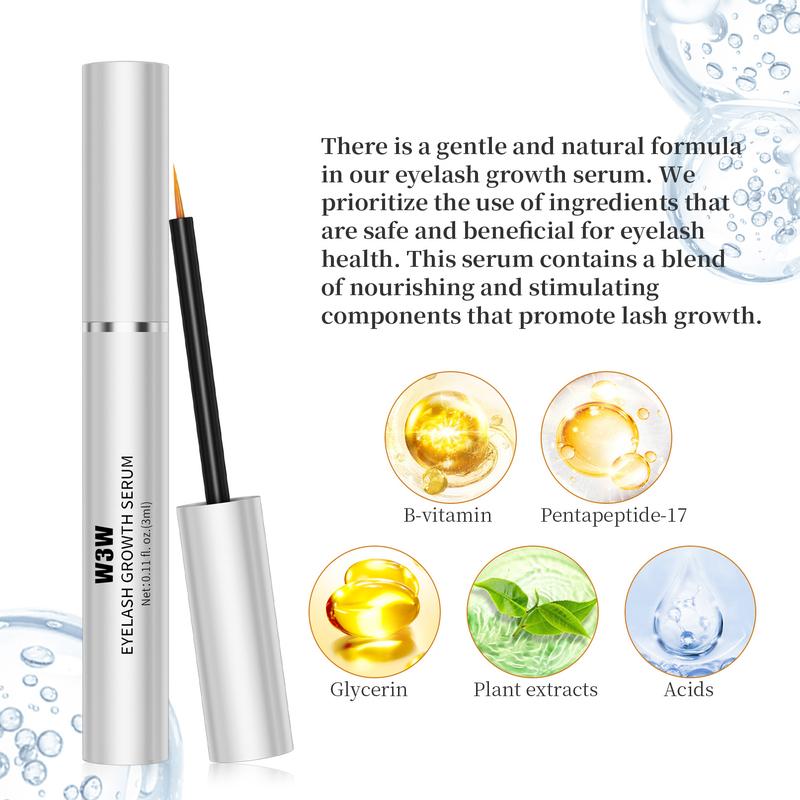 W3W Lash Serum, Eyelash Enhancer Growth Serum, Eyelash Serum, Lash Serum for Eyelash Enhance, Boost Lash Growth Serum, Gentle Formula for Longer, Fuller, and Thicker Lashes, 3ml