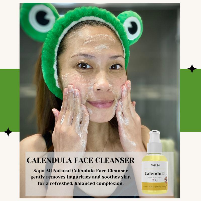 Sapo All Natural Calendula Face Cleanser with Coconut Oil & Hyaluronic Acid - Soothes and Purifies Facial Moisture