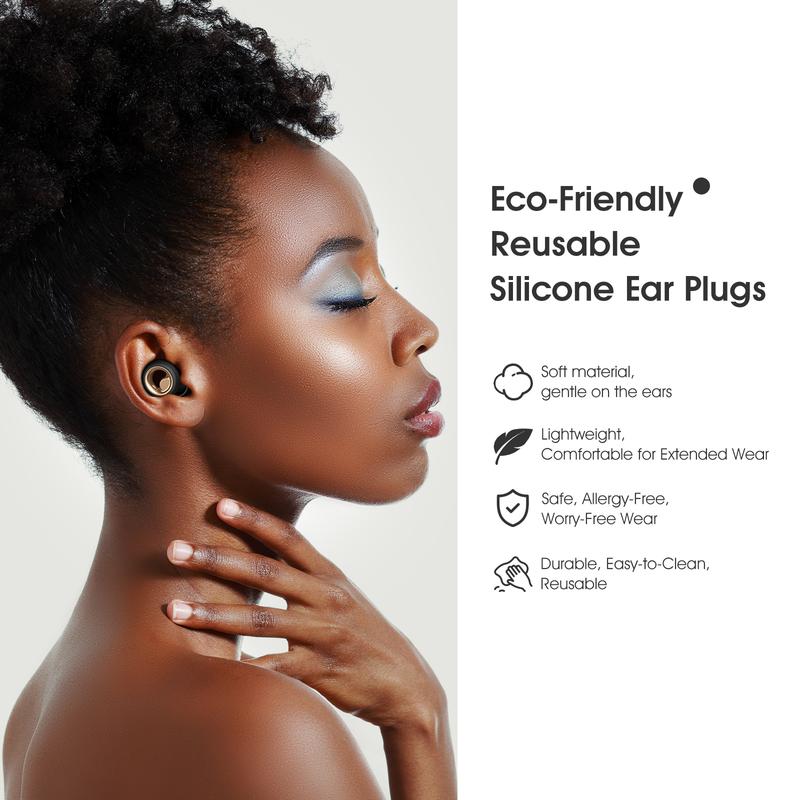 「Christmas Gift」Ear Plugs for Sleeping Noise Cancelling, Reusable Soft Silicone Earplugs Hearing Protection for Concerts, Social Gatherings, Studying, Travel, Swimming, Snoring, Working-Versatile Ear Tip Sizes Comfort Lightweight