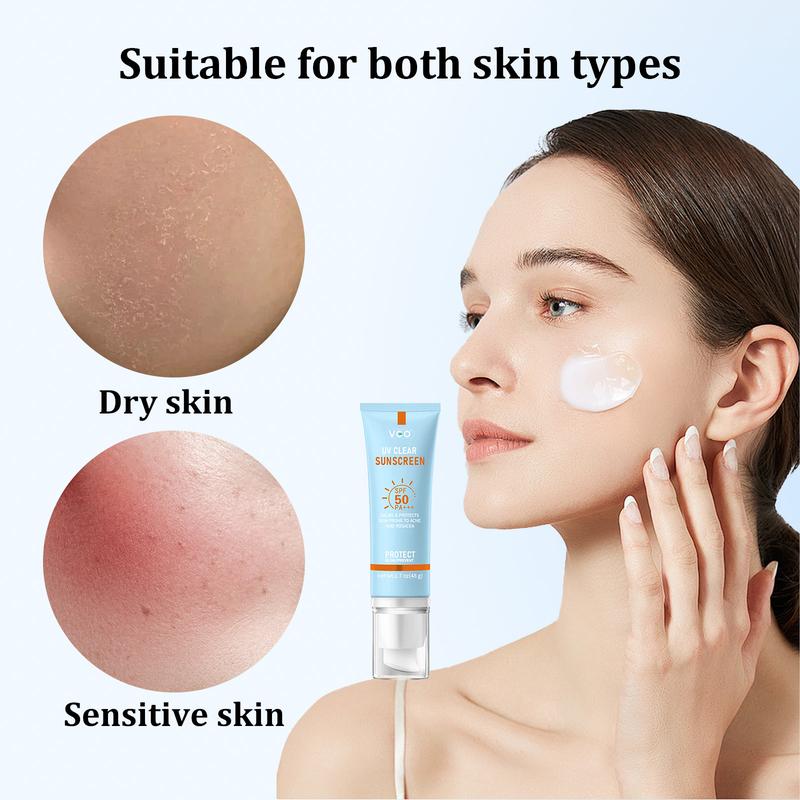 VGO Buy One Get One Free VGO Moisturizing Reflected Ultraviolet Sun Cream SPF 50 PA+++ 48g Facial Skincare Sunscreen Makeup-B2 Case Lactic