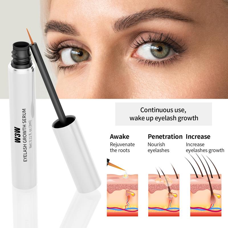 W3W Lash Serum, Eyelash Enhancer Growth Serum, Eyelash Serum, Lash Serum for Eyelash Enhance, Boost Lash Growth Serum, Gentle Formula for Longer, Fuller, and Thicker Lashes, 3ml