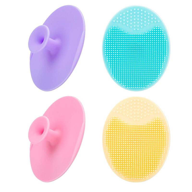 4 Pack Face Scrubber, Soft Silicone Facial Cleansing Brush Face Exfoliator Blackhead Acne Pore Pad Cradle Cap Face Wash Brush for Deep Cleaning Skin Care