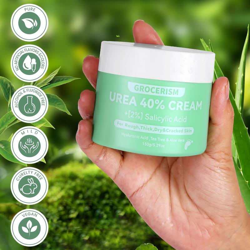 [Merry Christmas] Grocerism Urea Cream 40% (3-Packs) + 2% Salicylic Acid – Max Strength Foot & Hand Cream with Hyaluronic Acid, Tea Tree & Aloe Vera – Deep Moisturizing, Callus Remover, Softens All Skin Types