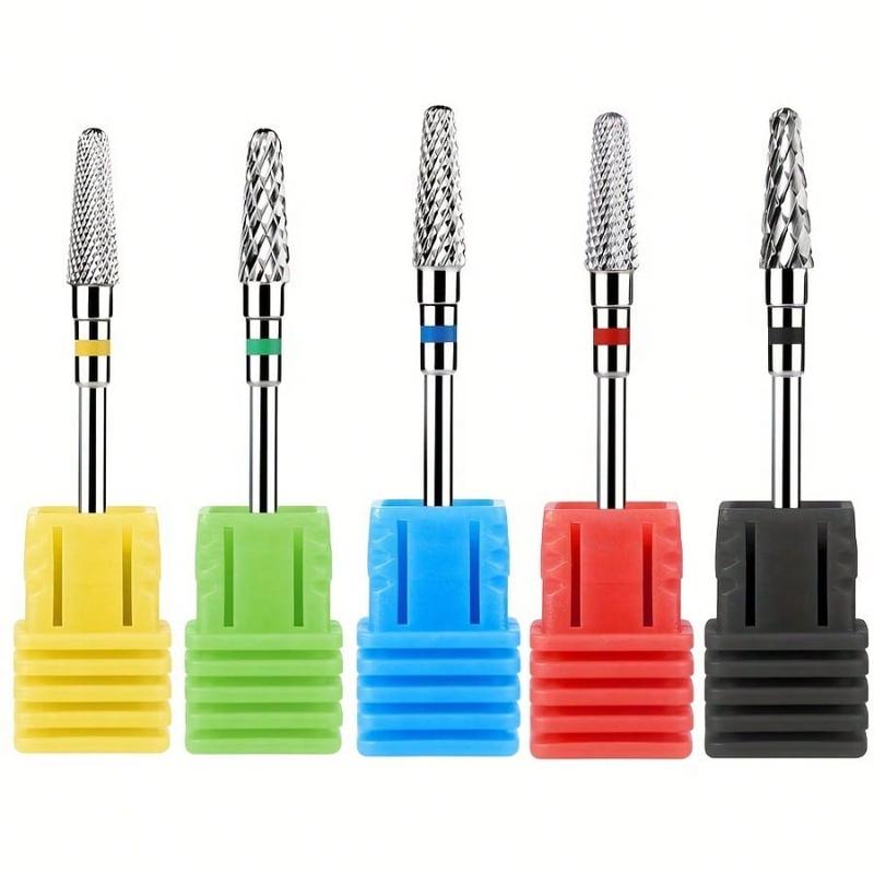 Nail Drill Bits, 5 Counts Tungsten Carbide Milling Cutter, Small Cone Cuticle Remover for Electric Nail File Cuticle Clean Tools