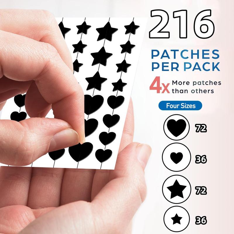 Star & Heart Series Concealer Breathable Patches, 216pcs Hydrocolloid Cleaning Patches For Acne-prone Skin