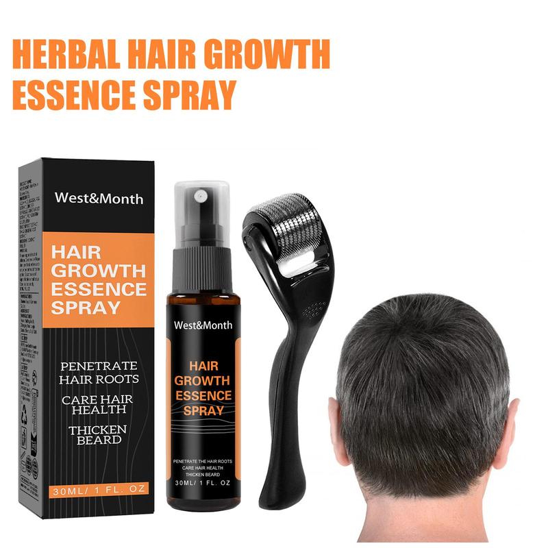 Essence Spray & Hair Roll Kit, 1 Count Polygonum Multiflori Essence Hair Deep Nourishing Spray & 1 Count Scalp Massage Roller, Professional Hair Care Product for Men & Women