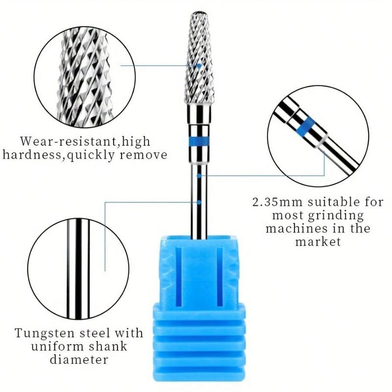 Nail Drill Bits, 5 Counts Tungsten Carbide Milling Cutter, Small Cone Cuticle Remover for Electric Nail File Cuticle Clean Tools