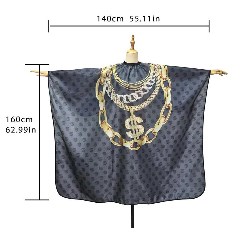 Gold Chain Pattern Barber Haircut Cloth, Salon Hairdressing Apron, Gold Necklace Pattern Barber Cloth, Heatless Styling Tools