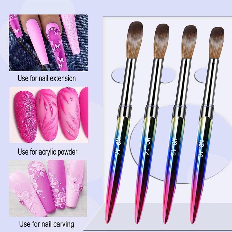 Acrylic Nail Brush for Nail 3d Art, 4 Counts Professional Nail Design Brushes Kit for Gel Polish, Detail Nail Art Brush for Nail Salon for Women, Cruel Summer, Nail Equipment, Christmas Gift