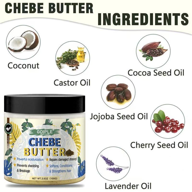 Goiple Chebe Hair Care Products Set (2 Counts set), Including 100g Chebe Butter & 60ml Chebe Oil for Hydrates Hair, Deeply Moisturizing Haircare Set