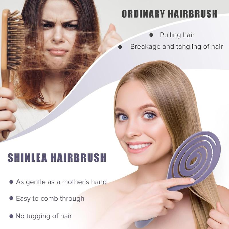 Detangle Hair Brush | Detangling Wet & Dry Spiral Hairbrush for Women, Men, Kids | Vented Detangler for Blow Drying | Glide Through Tangles For All Hair Types | Gifts (Purple) Haircare Heatless detangler spray