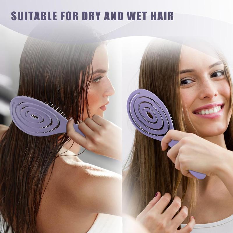 Detangle Hair Brush | Detangling Wet & Dry Spiral Hairbrush for Women, Men, Kids | Vented Detangler for Blow Drying | Glide Through Tangles For All Hair Types | Gifts (Purple) Haircare Heatless detangler spray