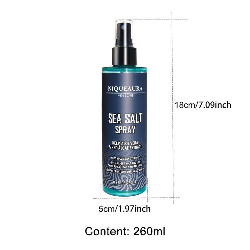 NiqueAura Sea Salt Spray for Hair Men - Texturizing with Kelp, Aloe Vera & Red Algae Extract Surf to Add Volume and Texture Beach Hair Care Comfort