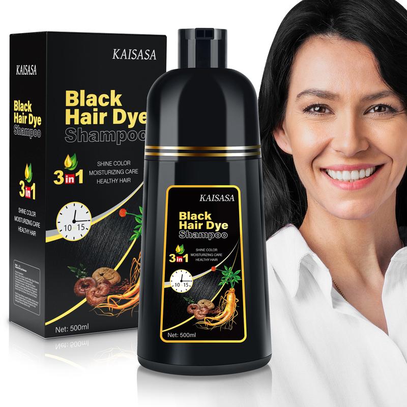 KAISASA Black Hair Dye Shampoo,3 in 1 Herbal Ingredients,Contains Ginseng Extract,Can cover gray hairs,Natural Haircoloring,Plant Haircare