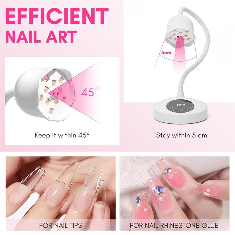 Nail Care UV Nail Lamp, Mini UV Light for Gel Nails Polish, Rechargeable LED Nail Light, Fast Curing Goosenecks UV Lamp for Home Nail DIY Manicure