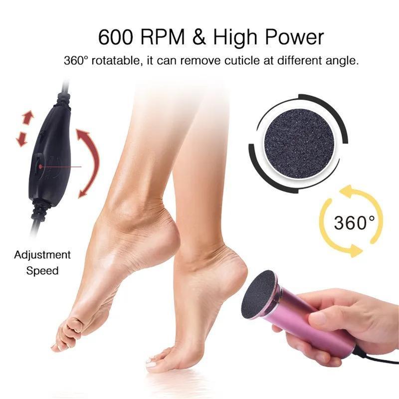 Refillable Electric Foot File Nail Care,Manicure Sandpaper Sheet Adjustable Rotatable Electronic Foot Dead Skin Remover,Nail Art Foot File Cutics