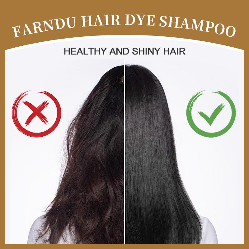 FARNDU-Hair Dye Shampoo, Long Lasting, Plant extracts, 10 Mins Hair Color, Gray Hair Coverage, 3 in 1 (+Shampoo+Conditioner), 5 Colors Available, Glossy and bright, For Men & Women with All Hair Types, Fruity aroma Ammonia-Free Mild (400 mL) Haircare