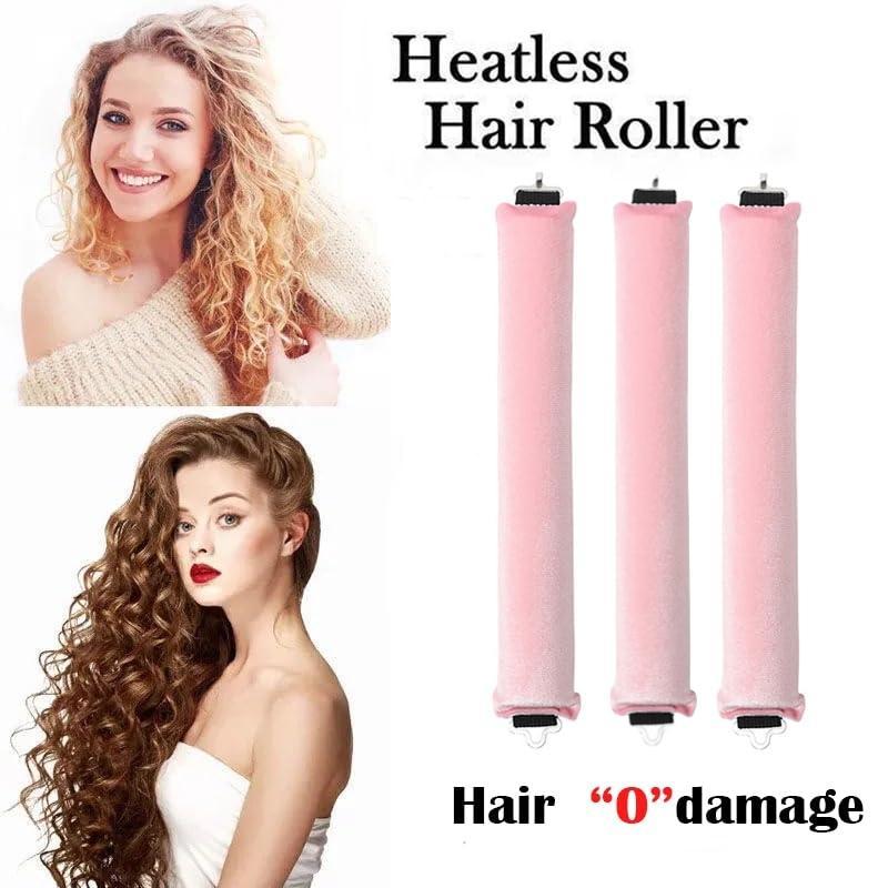 Overnight Blowout 3 Rods Heatless Hair Curler to Sleep in Satin Heatless Curls No Heat Hair Rollers for Short Hair Blowout Look Long Hair Styling Tools Christmas Gift(Pink) Heatless Hair