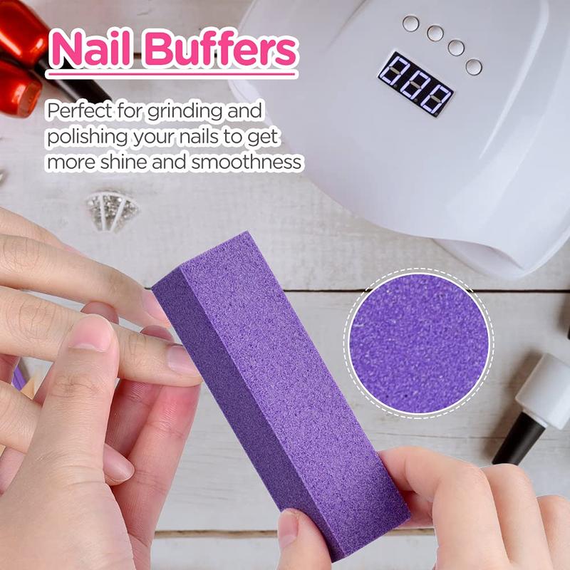 Nail Files and Buffer, Professional Manicure Tools Kit Rectangular Art Care Buffer Block Tools 100 180 Grit 12Pcs Pa(White)