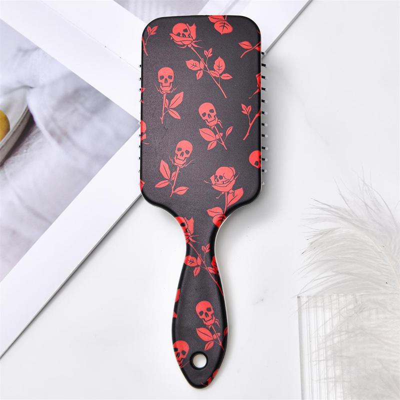 Skull & Flower Pattern Hair Brush, Anti-static Comfortable Massage Comb Suitable for All Hair Types, Heatless Hair Styling Tool for Women & Men